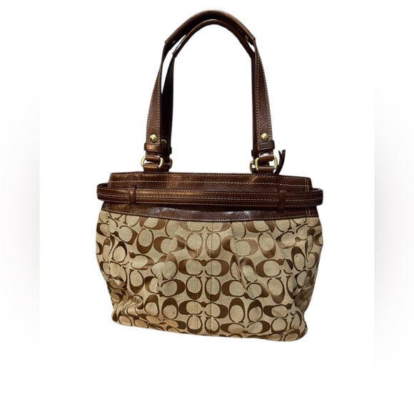 Coach Hampton Chocolate Brown Leather Carryall Tote Bag Purse - Picture 2 of 13